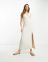 Фото #1 товара ASOS DESIGN linen v neck maxi slip sundress in natural