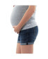 ფოტო #2 პროდუქტის Maternity Rolled Cuff Denim Short with Belly Band