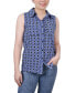 ფოტო #1 პროდუქტის Petite Sleeveless Notch Collar Button Front Blouse