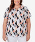 ფოტო #1 პროდუქტის Plus Size Geo Stained Glass Split Neck Tee