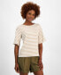 ფოტო #1 პროდუქტის Women's Mixed-Stripe Crewneck Short-Sleeve Top