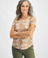 ფოტო #1 პროდუქტის Women's Printed Crewneck Short-Sleeve Tee, Created for Macy's