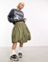 Фото #2 товара COLLUSION puff ball midi skirt in khaki