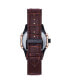 ფოტო #3 პროდუქტის Men Solstice Automatic Semi-Skeleton Leather Strap Watch - Dark Brown/Rose Gold