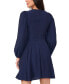 Фото #2 товара Women's Long-Puff-Sleeve V-Neck Mini Dress