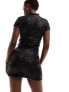 Фото #11 товара ASOS DESIGN mini skirt with split in black sequin co-ord