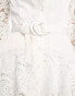 ASOS DESIGN lace insert belted mini dress with button detail in white