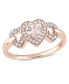 ფოტო #1 პროდუქტის Morganite and Diamond Linked Heart Ring