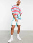 ASOS DESIGN oversized stripe t-shirt in blue & pink cotton with Miami city print - MULTI