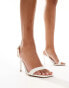 Mango square toe heeled sandal in white