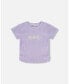 Girl Crinkle Jersey Top With Flower Applique Vichy Lilac - Toddler|Child