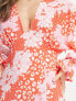 ASOS DESIGN plunge batwing maxi dress in pink splice print
