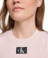 Women's Ribbed Angled-Hem Cropped Logo Top