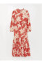 Lcwaıkıkı Classic Dik Yaka Çiçekli Uzun Kollu Kadın Elbise
