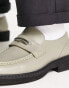 Фото #6 товара ASOS DESIGN chunky loafers in sage leather with black contrast sole