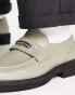 Фото #3 товара ASOS DESIGN chunky loafers in sage leather with black contrast sole