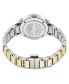 Ladies Quartz Moonphase Date Watch with Yellow Gold Tone Stainless Steel Case on Yellow Gold Tone Stainless Steel and Stainless Steel Bracelet, Blue DIAMOND Dial