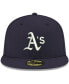 ფოტო #3 პროდუქტის Men's Navy Oakland Athletics Logo White 59FIFTY Fitted Hat