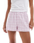 Cotton On flannel pyjama boxer shorts in pink check