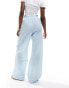 Фото #3 товара ASOS DESIGN seersucker tie waist wide leg trouser in blue & white stripe