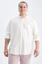 Büyük Beden Modern Fit Desenli Uzun Kollu Klasik %100 Pamuklu Gömlek Y1768az22sm