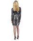 ფოტო #2 პროდუქტის Women's Long-Sleeve Snakeskin-Print Sequin Mini Dress