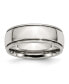 ფოტო #1 პროდუქტის Stainless Steel Polished 8mm Grooved and Beaded Band Ring