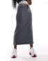 Фото #1 товара Monki midi jogger skirt with split and drawstring waist in washed charcoal grey