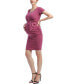 Maternity Lana Belted Ruched Midi Dress Розовый, Large - фото #3