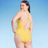 Фото #3 товара Women's Plunge Hardware Trim Cheeky One Piece Swimsuit - Shade & Shore Yellow XS