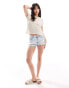 Pieces lace t-shirt in cream