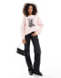 ASOS DESIGN oversized sweater with cowboy boot graphic in baby pink