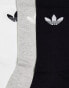 adidas Originals trefoil 3 pack socks in black/grey/white