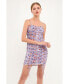 Фото #4 товара Women's Floral Mesh Mini Dress with Ruched Detail