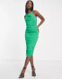 Фото #2 товара AX Paris ruched cami square neck midi dress in green