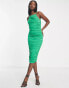 AX Paris ruched cami square neck midi dress in green