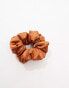 DesignB London puffy satin hair scrunchie in burnt orange