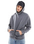 ASOS DESIGN oversized hoodie in washed charcoal grey with outdoor back print Vulkanisches Glas, XS - Chest 36 - фото #2