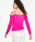 Фото #2 товара Petite Chain-Strap Off-The-Shoulder Top, Created for Macy's
