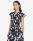 Women's Printed Tie-Waist Asymmetrical-Hem Linen Dress