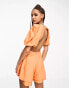 ASOS DESIGN ra-ra playsuit with puff sleeve in bright orange