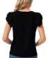 Фото #6 товара Women's Ruffled Flutter-Sleeve Short Sleeve Knit Top