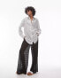 Topshop casual oversized shirt in monochrome stripe Monochrom, XS - EU 32-34 - фото #1