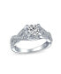 ფოტო #2 პროდუქტის Romantic 2CTW Round Brilliant Solitaire Cut AAA CZ Engagement Ring Pave Criss Cross Twist Infinity Band Sterling Silver Customizable