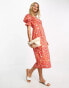 Фото #4 товара Influence wrap front midi dress in red floral print