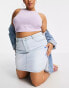 DTT Plus Gabby high waisted denim skirt in light blue