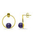 ფოტო #5 პროდუქტის 14K Gold Plated Multi Genuine Stone Circle Stud Earrings