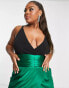 Фото #8 товара Collective the Label Curve exclusive plunge ruched waist midi dress in emerald
