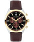 ფოტო #1 პროდუქტის Men's Datron Swiss Quartz Chrono Brown Leather Watch 40mm