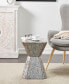 Фото #4 товара 16" x 16" x 20" Mother of Pearl Geometric Linear Mosaic Pattern Hourglass Accent Table